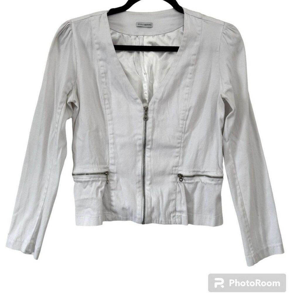 Maria Maria White Zipper Jacket Size S